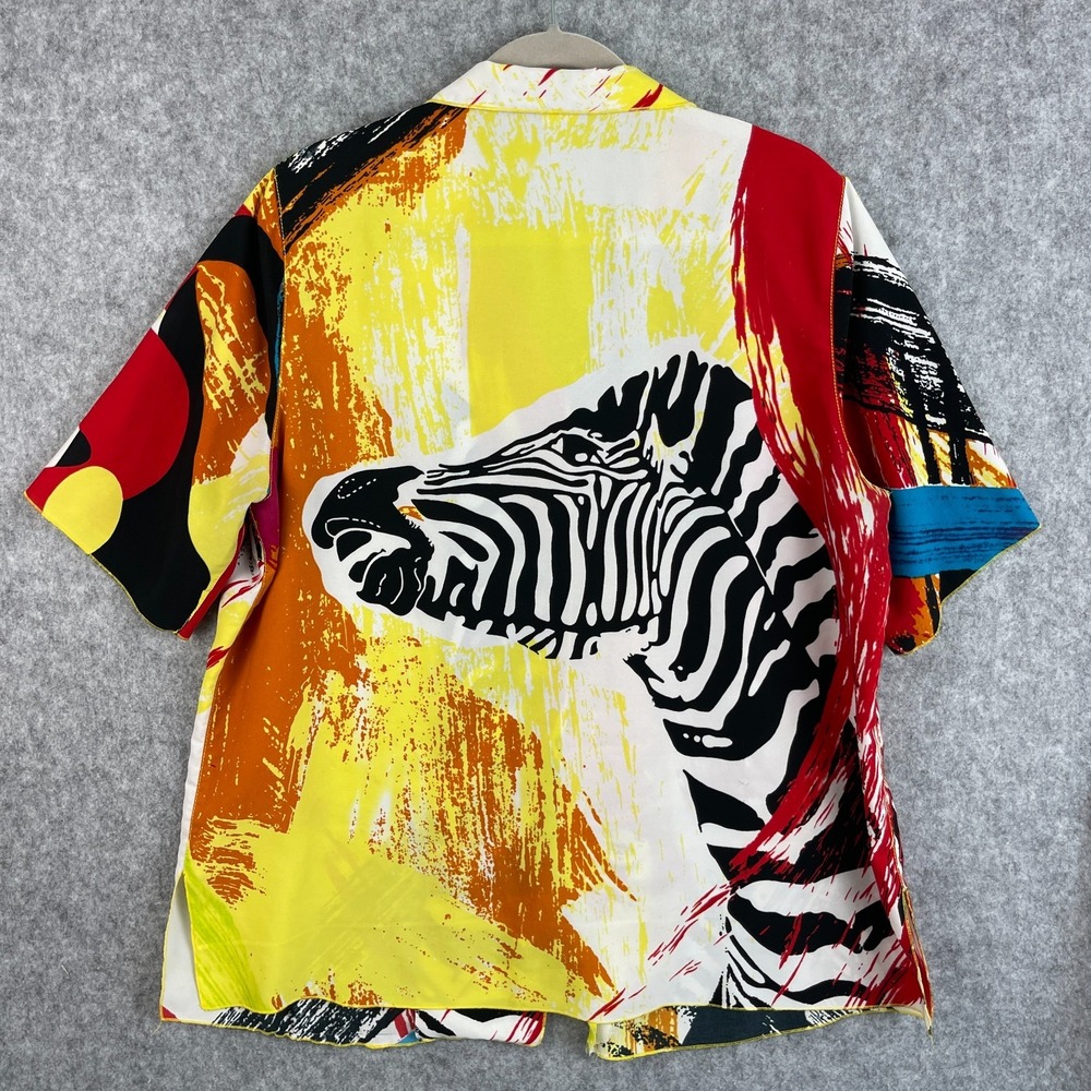 Vintage Alain Weiz Top Womens 18 Zebra Abstract Button Up Artsy Boho Ecletic